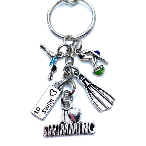 Swimming Keychain Bag Charm Swimmer May Be Personalized - Picture 4 of 8